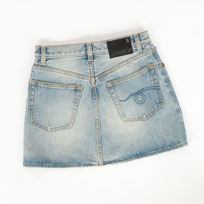 R13 Denim High Rise Mini Skirt