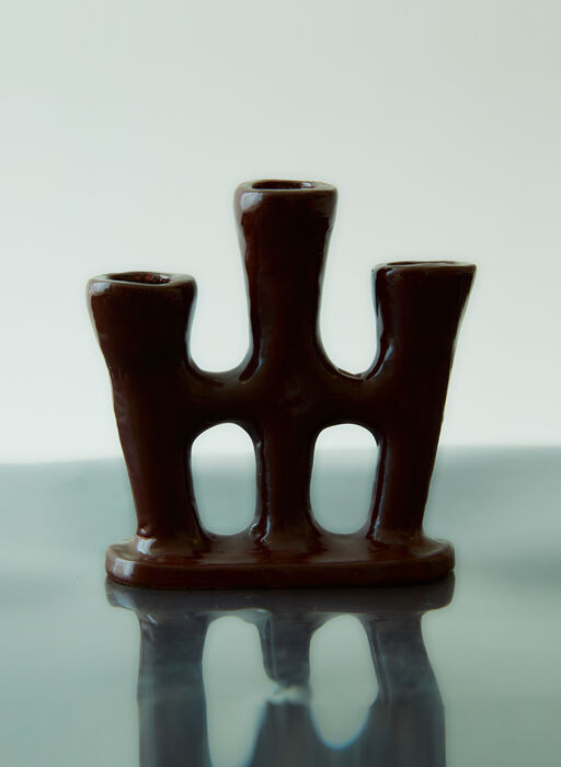 Triple Stem Candle Holder in Brown