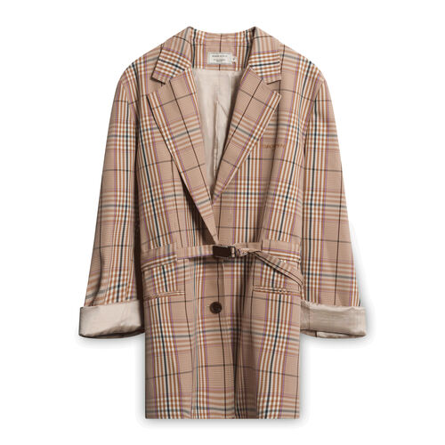 Maison Kitsune Tailored Plaid Coat - Brown