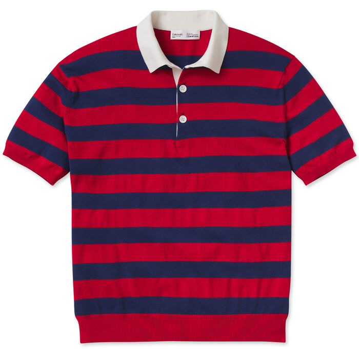 Entireworld Organic Cotton Short Sleeve Polo - Navy/Red