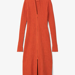 Rib Knit Zip Cardigan Dress