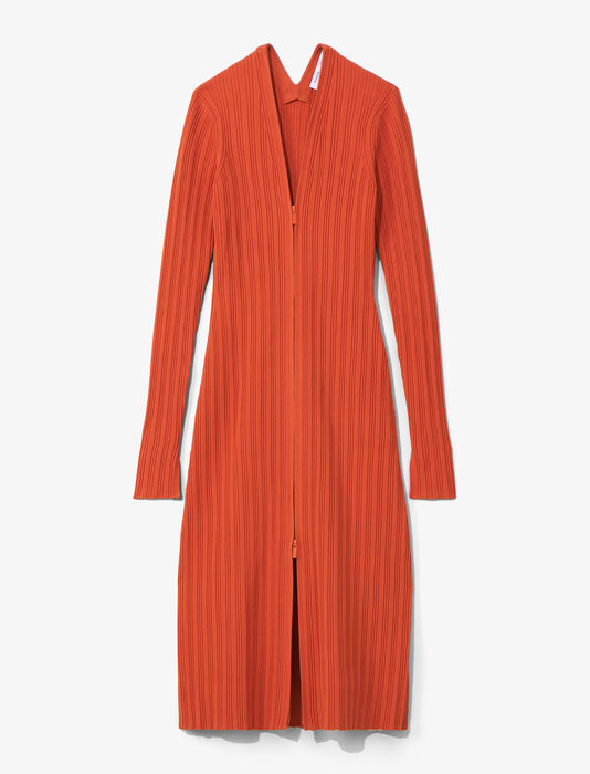 Rib Knit Zip Cardigan Dress