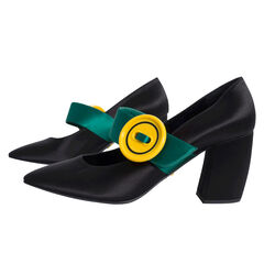 Prada Milano Yellow and Green Buckle Pumps - Black