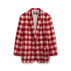 DKNY Red Checkered Blazer and Skirt