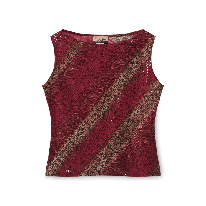 Red Sequin Animal Print Stretchy Tank