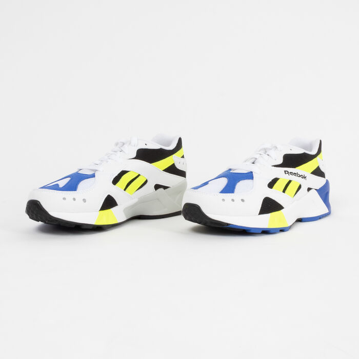 Reebok Aztrek Sneaker in White/Black/Cobalt/Yellow