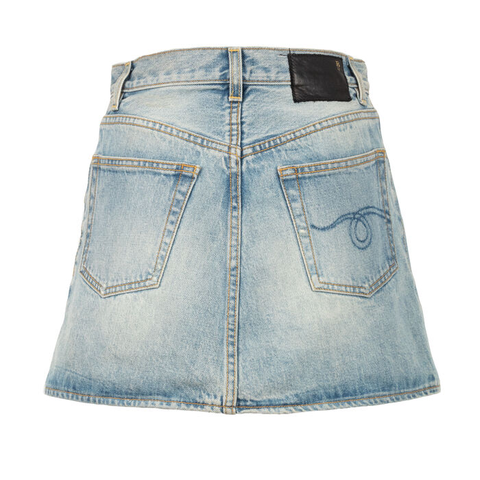 R13 Denim High Rise Mini Skirt