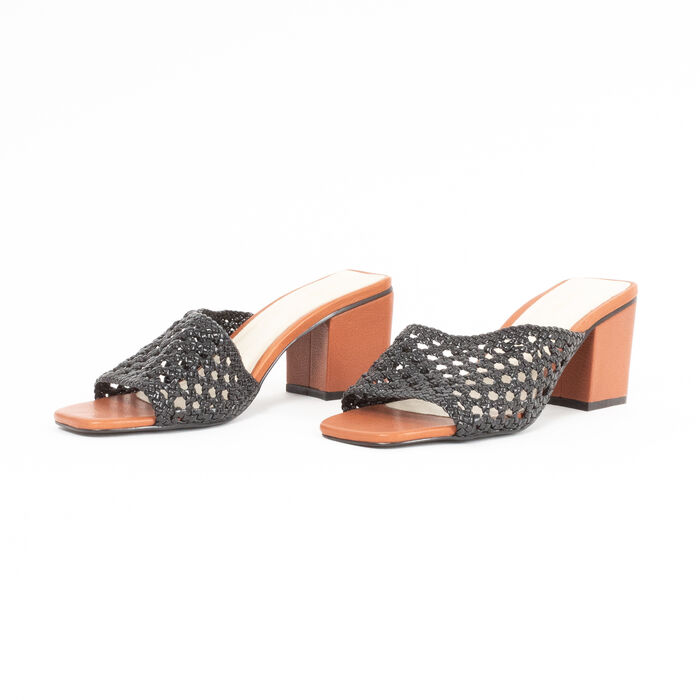 Intentionally Blank Roll Woven Strap Heeled Sandals