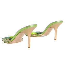 René Caovilla Leather Butterfly Crystal Embellishments Slides