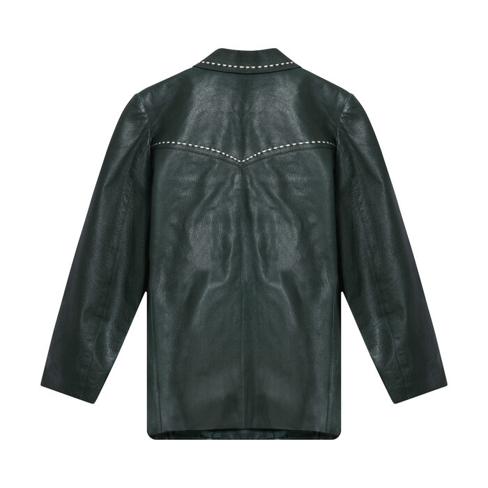 Vintage Green Leather Blazer