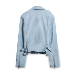 AMARYLLIS Genuine Soft Leather Moto Jacket - Light Blue