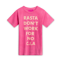 Rasta Don't Work For No CIA T-Shirt - Hot Pink