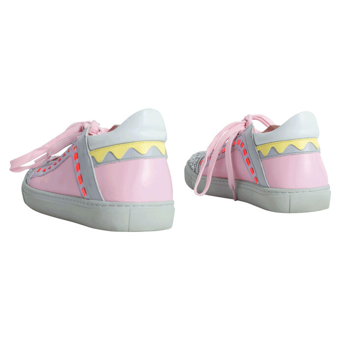 Sophia Webster Riko Glitter Cap-Toe Sneakers - Pink