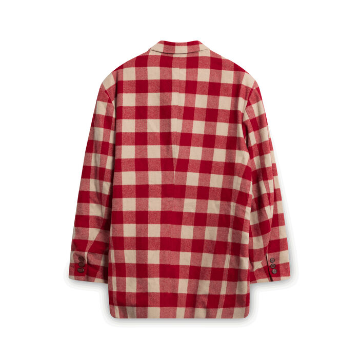 DKNY Red Checkered Blazer and Skirt