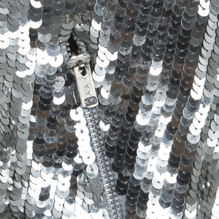 Silver Sequin Moto Jacket