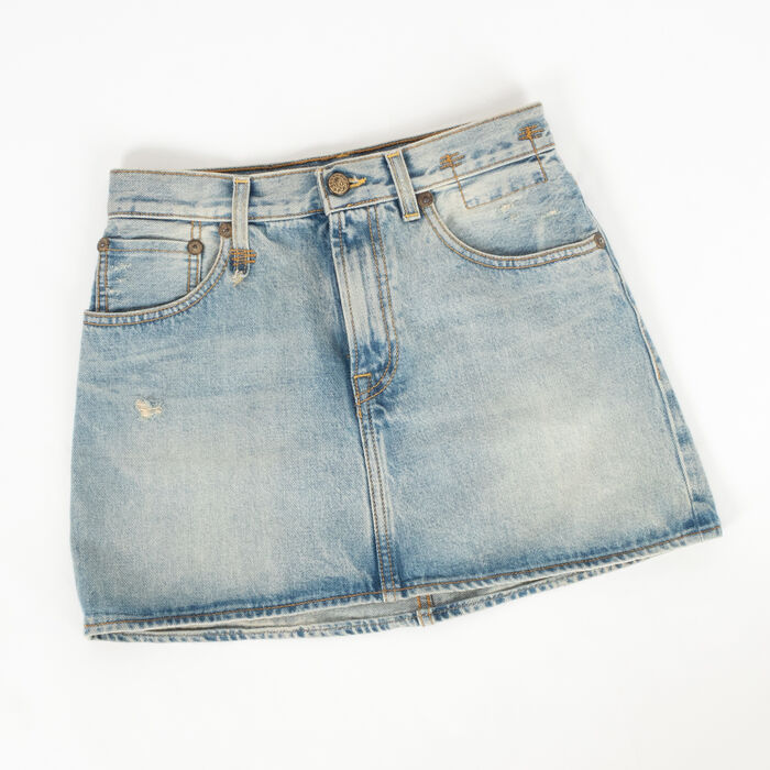 R13 Denim High Rise Mini Skirt