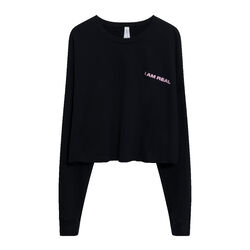 I Am Real Cropped Sweatshirt in Black