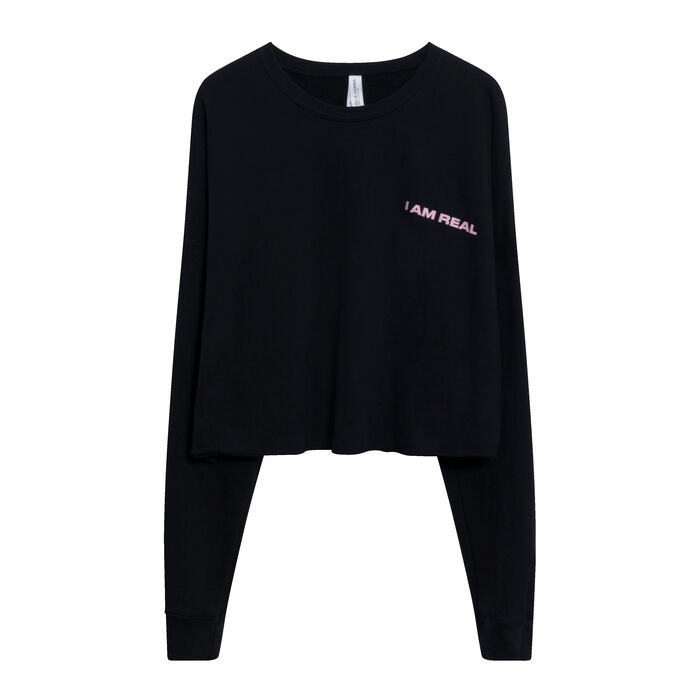 I Am Real Cropped Sweatshirt in Black