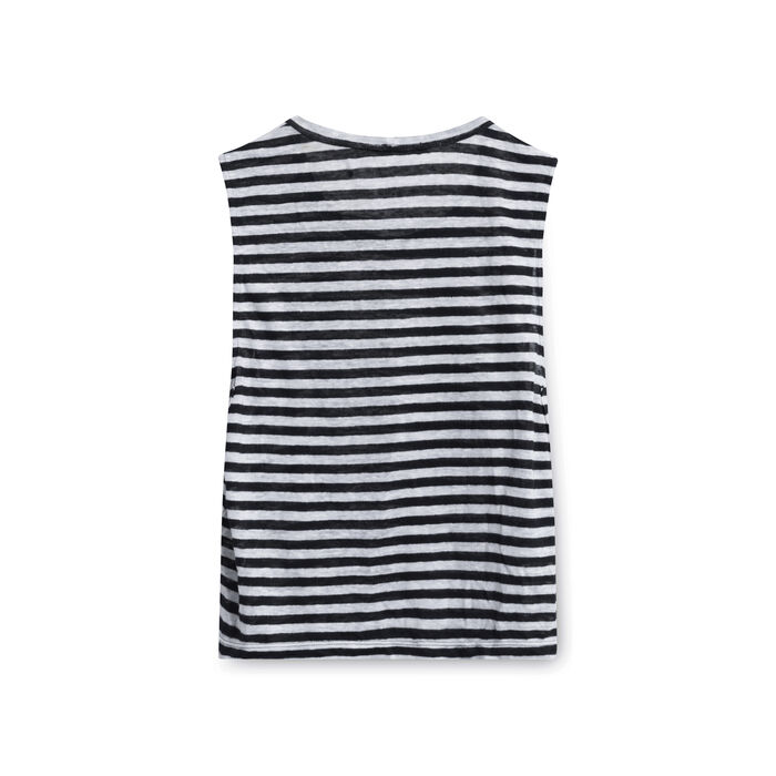A.L.C. Women's Hanover Stripe Linen Cutout Tank - Black/White