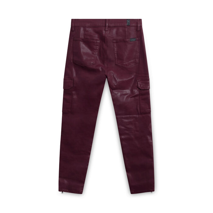 7 for All Mankind High Waist Coated Ankle Skinny Jeans - Red