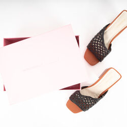Intentionally Blank Roll Woven Strap Heeled Sandals