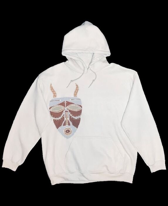 Tribal Mask Hoodie - White