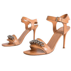 Celine Tan Leather Heeled Sandals