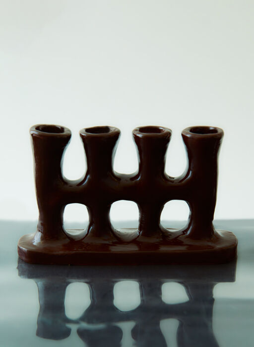 Four Stem Candle Holder in Brown