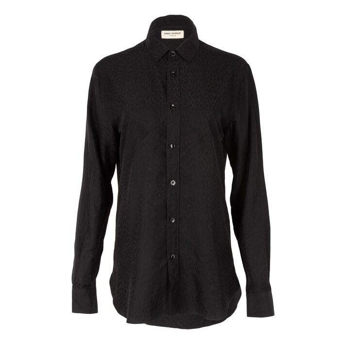 Saint Laurent Tonal Leopard Button Down Shirt