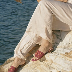 SAHARA Sandal : Cinnamon Suede in Carnelian Gemstone Grid