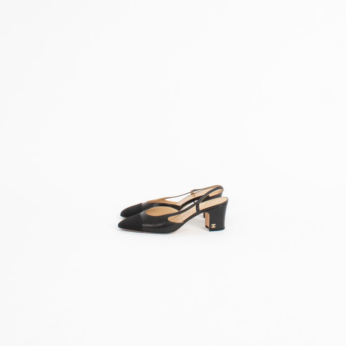 Chanel Goatskin & Grosgrain Slingback Heel