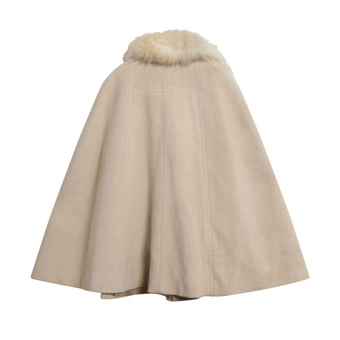 Vintage Cape with Faux Shearling Collar