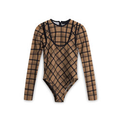 Markoo Plaid Bodysuit - Brown