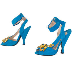 Prada Turquoise Suede Jeweled Heel