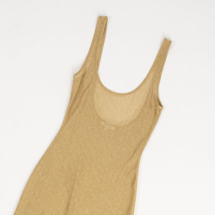 Priscavera Low Back Gold Dress