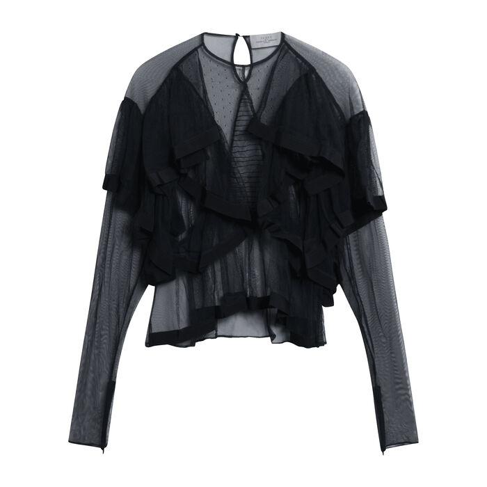 Preen by Thornton Bregazzi Sheer Ruffled Blouse