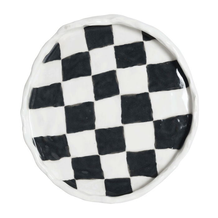 Large Checkerboard Plate - White