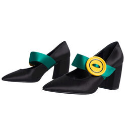 Prada Milano Yellow and Green Buckle Pumps - Black