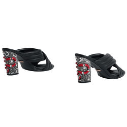 Gucci Webby Quilted Leather Snake-Heel Mule Sandals in Nero