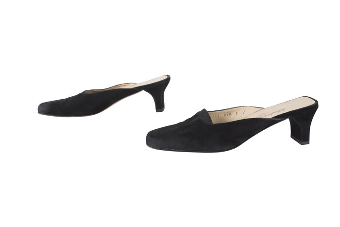 Salvatore Ferragamo Black Velvet Mules