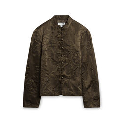 Coldwater Creek Silk Button Up Jacket - Olive Green
