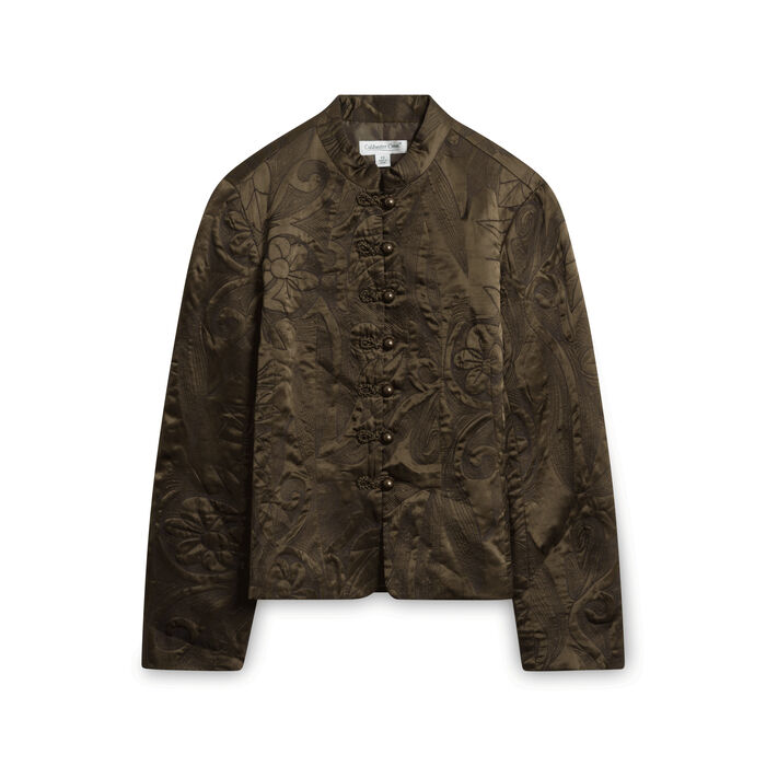 Coldwater Creek Silk Button Up Jacket - Olive Green