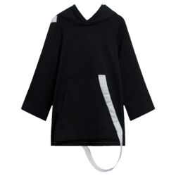 Y-3 adidas x Yohji Yamamoto Black Hoodie with Wrap Around Strap