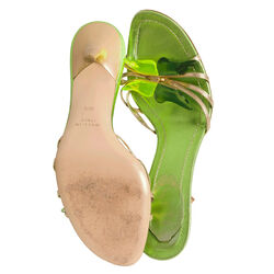René Caovilla Leather Butterfly Crystal Embellishments Slides
