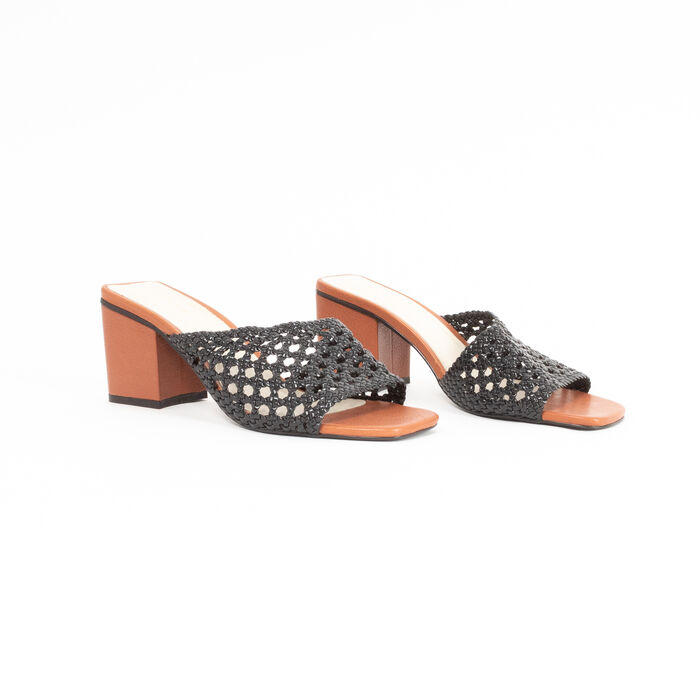 Intentionally Blank Roll Woven Strap Heeled Sandals