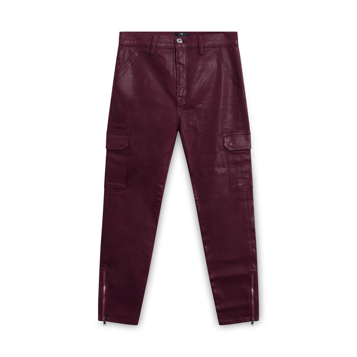7 for All Mankind High Waist Coated Ankle Skinny Jeans - Red