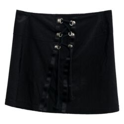Omar Piragino Vintage Black Lace-Up Mini Skirt