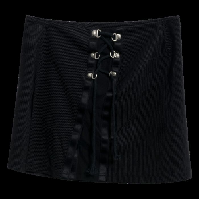 Omar Piragino Vintage Black Lace-Up Mini Skirt