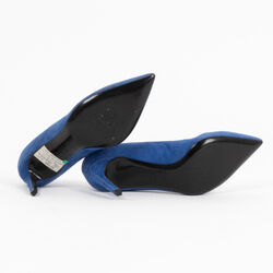 Saint Laurent Blue Suede Clara Pointed Toe Pumps