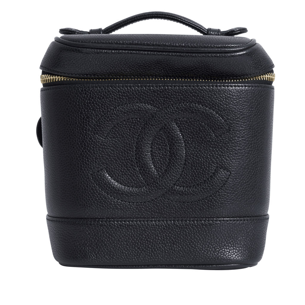 Chanel Women's Caviar Leather Vertical Cosmetic Case - Black